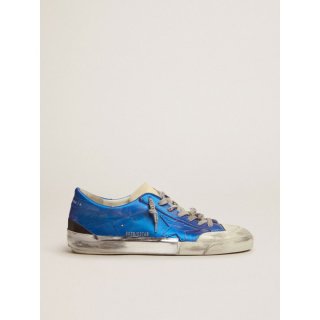 Super-Star Penstar sneakers in blue laminated leather with multi-foxing