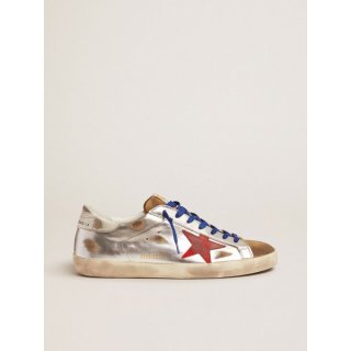 Super-Star sneakers in laminated leather and suede with red star