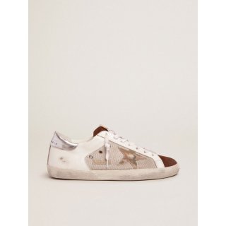 Super-Star sneakers in white leather and pale silver mesh