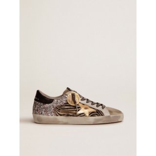 Super-Star Game EDT Capsule Collection sneakers in zebra-print pony skin and silver glitter