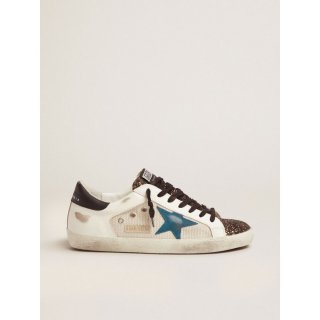 Super-Star sneakers with glitter insert and blue storm suede star