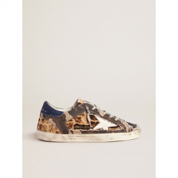 Men's leopard-print and camouflage patchwork Super-Star sneakers