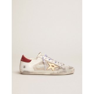 Super-Star Penstar sneakers in white leather and suede with gold laminated leather star