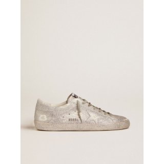 Super-Star sneakers in silver leather with all-over glitter dust
