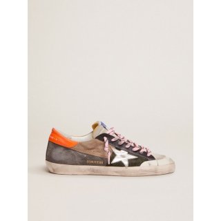 Super-Star sneakers in snake-print suede with fluorescent orange leather heel tab