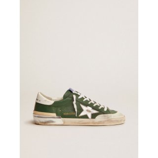 Super-Star sneakers in green leather and multi-foxing