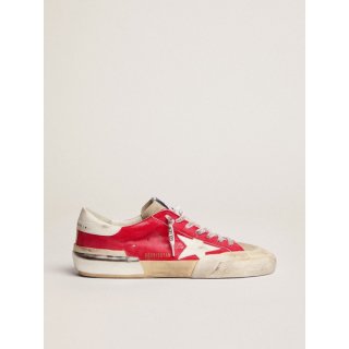 Super-Star sneakers in red nappa leather with white leather star and heel tab