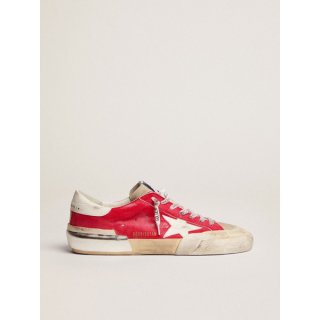 Super-Star sneakers in red nappa leather with white leather star and heel tab