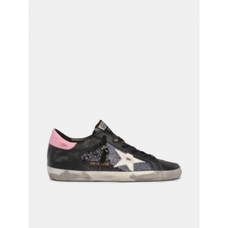 LTD Super-Star sneakers in snake-print leather and glitter with colored inserts