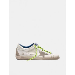 Super-Stars sneakers with neon-yellow hiking laces