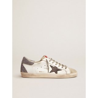 Super-Star LTD sneakers with black leather star and gray crocodile-print suede heel tab