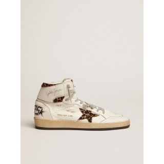 Sky-Star sneakers with signature on the ankle and leopard-print pony skin inserts