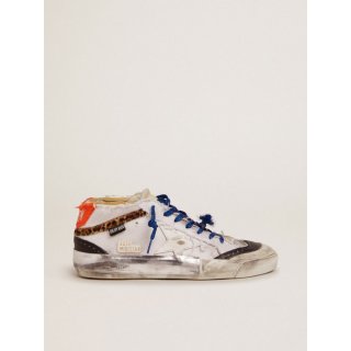 Mid Star sneakers with distressed-finish white canvas upper and multi-foxing