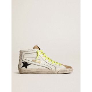 Slide sneakers in suede and leather with camouflage vertical strip
