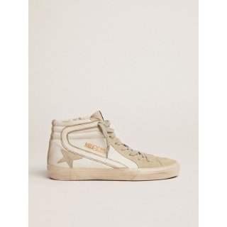 White Slide sneakers in leather and suede