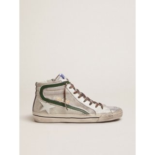 Slide LTD sneakers in leather and mesh with green flash