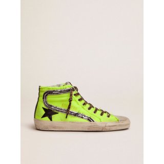 Dream Maker Collection Slide sneakers in fluorescent yellow canvas with black star