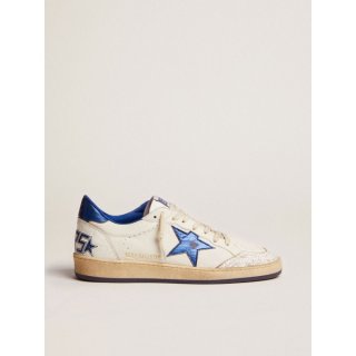 Ball Star sneakers in white nappa leather with light blue laminated leather star and heel tab