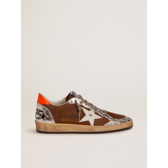 Ball Star sneakers in brown waxed suede with a white leather star