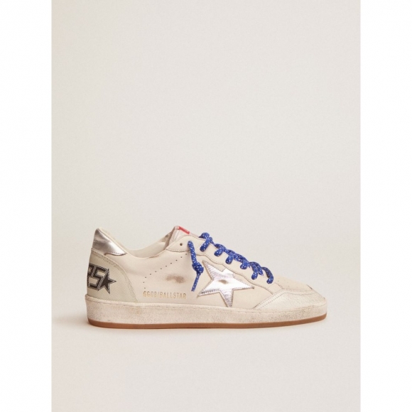 Ball Star LTD sneakers in white nappa leather with silver laminated leather star and heel tab