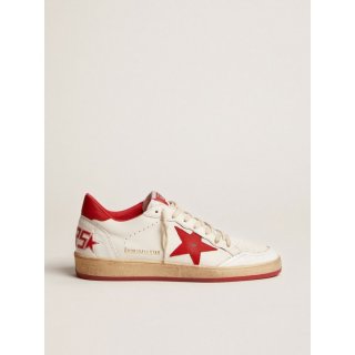 White Ball Star sneakers in leather with red star and heel tab