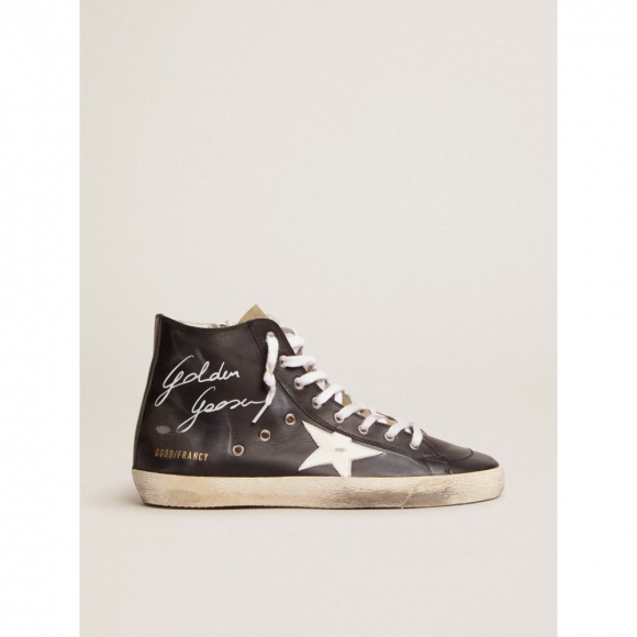 Francy sneakers with black leather upper and white leather star