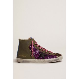 Men's LAB Limited Edition canvas with glitter and pony skin Francy sneakers