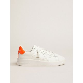 White Purestar sneakers with fluorescent orange heel tab