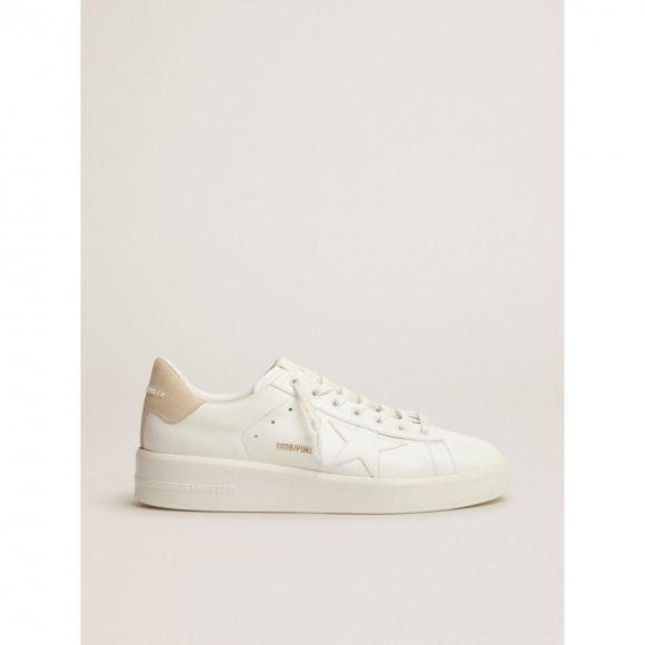 Purestar sneakers in white leather with cream suede heel tab