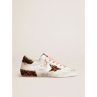 Super-Star sneakers in white leather with details and multi-foxing in leopard-print pony skin