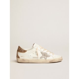 Super-Star sneakers with snake-print silver leather star and gold glitter heel tab