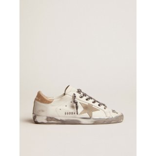 Super-Star sneakers in white leather with ice-gray suede star and contrasting black lettering