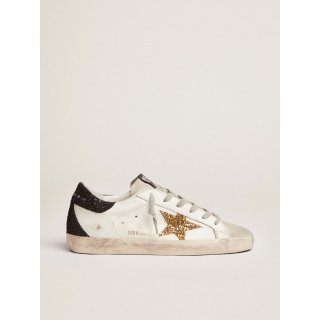 Super-Star sneakers with gold star and glittery black heel tab