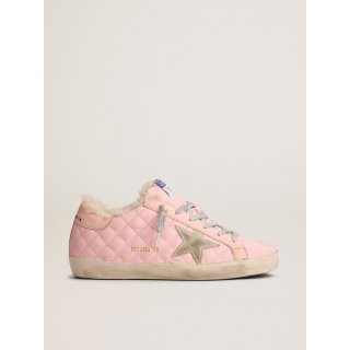 Super-Star sneakers in pink quilted leather with shearling lining