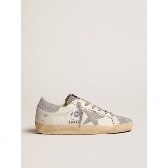 Super-Star sneakers with white leather upper and Swarovski crystal inserts