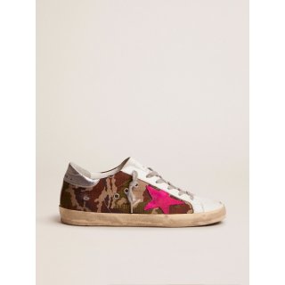 Super-Star sneakers with camouflage pattern and fuchsia star