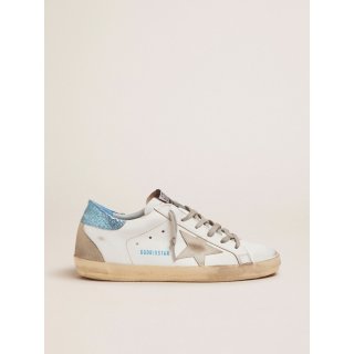 White Super-Star LTD sneakers with blue laminated heel tab