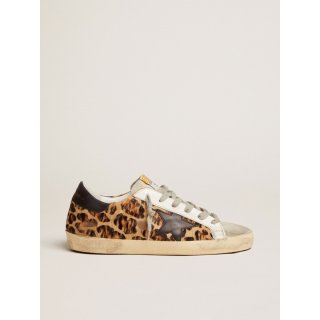 Super-Star sneakers in leopard print flocked leather