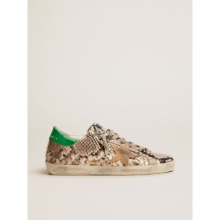 Super-Star LTD sneakers with snake-print leather upper and green laminated leather heel tab
