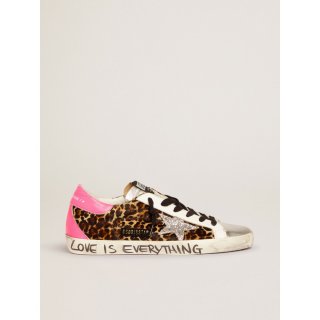 Super-Star sneakers in leopard-print pony skin with silver glitter star