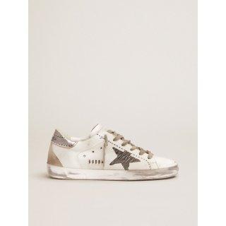 Super-Star sneakers with silver laminated leather heel tab and printed detail