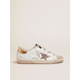 White Super-Star sneakers with leopard-print star