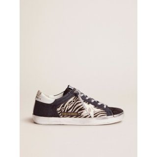 LAB Limited Edition Super-Star sneakers in denim, zebra-print pony skin and suede