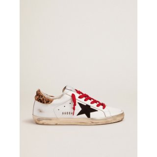 Super-Star sneakers with leopard-print heel tab and red laces