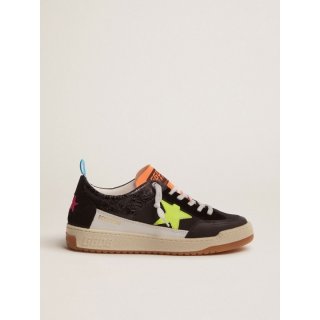 Women's black Yeah sneakers with fluorescent yellow star