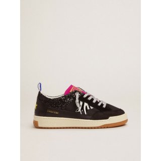 Women's black Yeah sneakers with glitter and zebra-print star