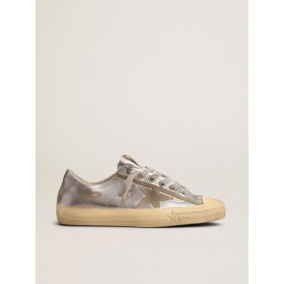 V-Star LTD sneakers in silver metallic leather with star in ice-gray suede