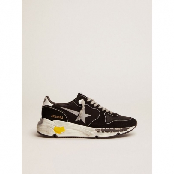 Black Running Sole sneakers with silver star.