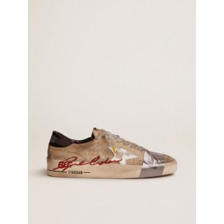 Stardan LAB sneakers with silver velvet upper with crocodile print and appliqu??d tape