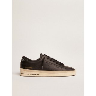 Stardan sneakers in total black leather with vintage finish